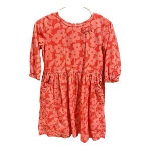 Hanna Andersson Dress Pockets Corduroy Floral Zipper 100% Cotton Size 150cm 12Y